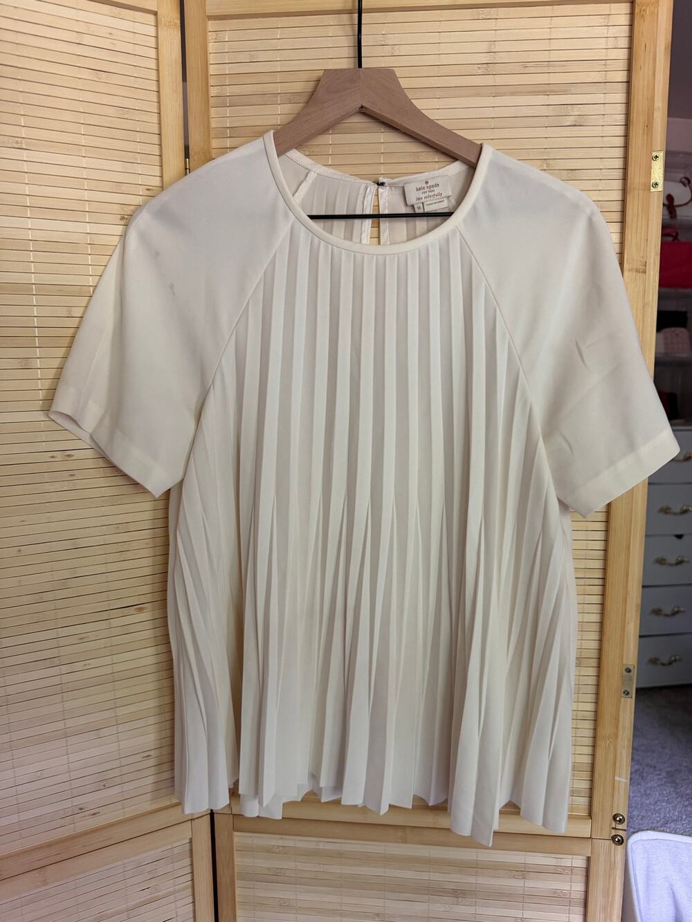 Kate Spade Cream Pleated Blouse